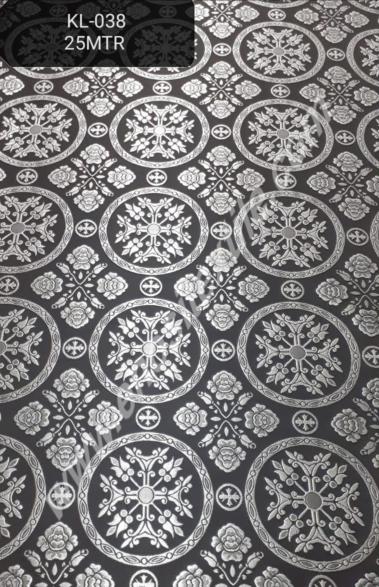 KL-038 Black-Silver Brocade Fabrics